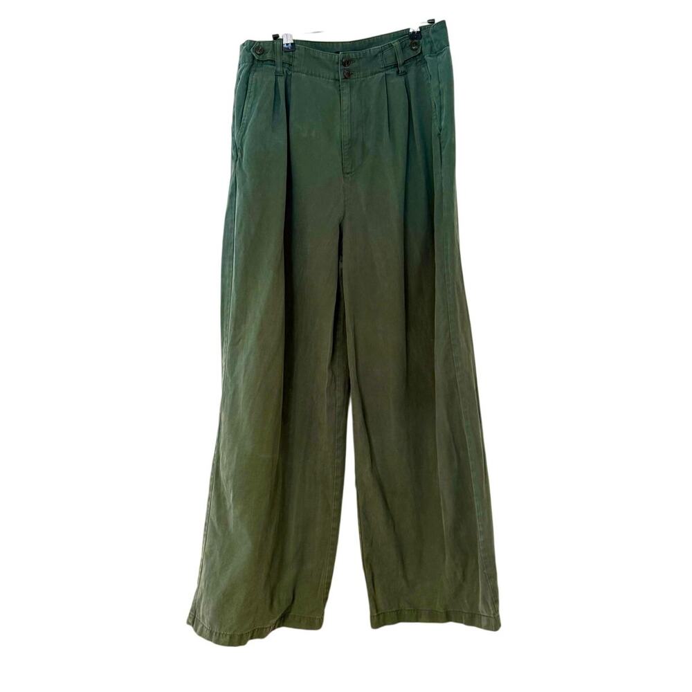 Madewell The Harlow Wide-Leg Pants in Olive Green - Picture 2 of 8